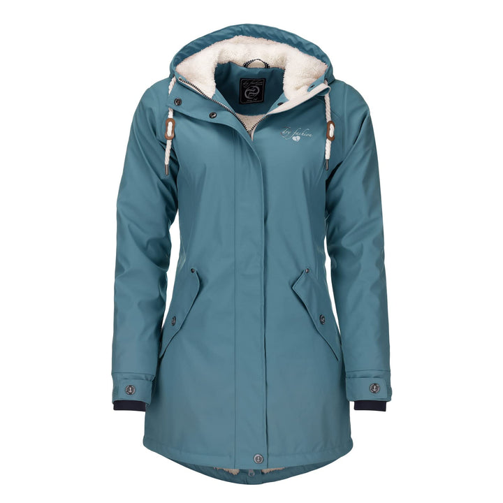 Dry Fashion Damen Regenmantel Malmö - Frauen Regenjacke Jacke mit Kapuze Lang Winddicht Wasserdicht