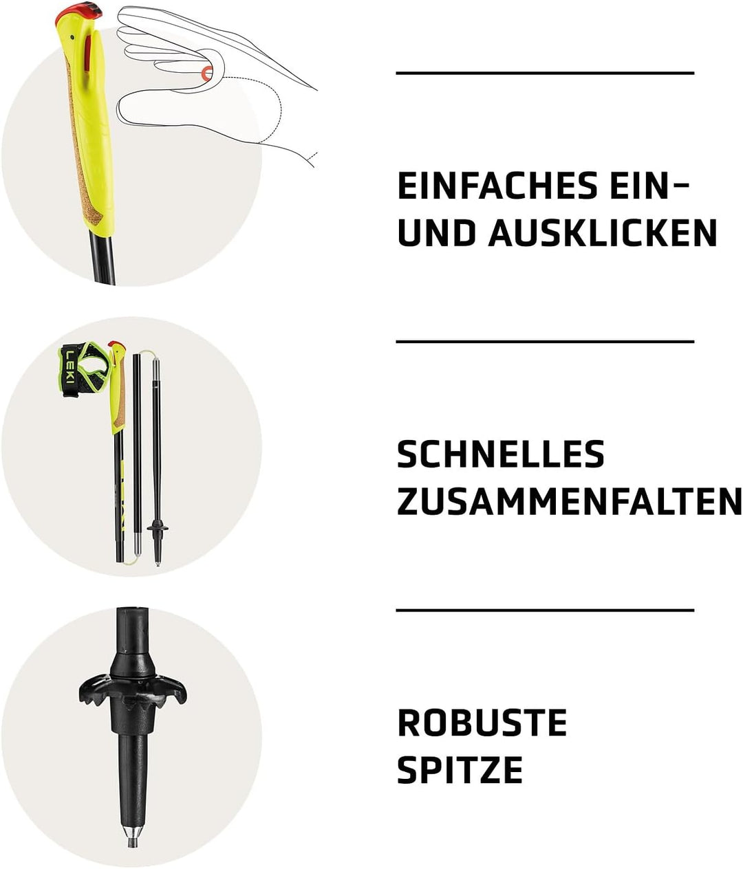 LEKI Evotrail FX.One TA Trailrunning Stöcke Damen &amp; Herren | Aluminium &amp; faltbar | Fixlänge | Ultral