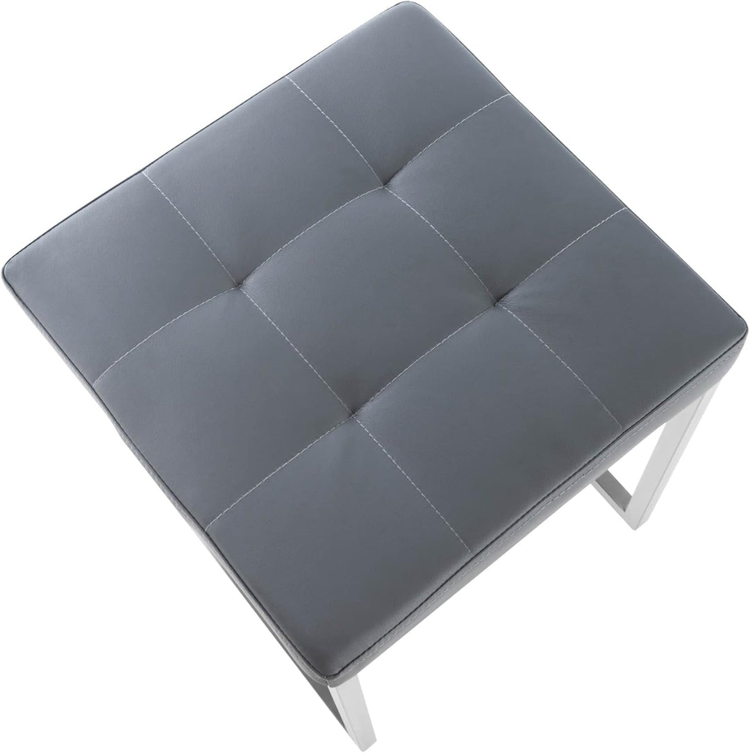 CLP 2er Set Edelstahl-Sitzhocker Barci Kunstleder I Moderne Hocker Mit Hochwertiger Polsterung Und B