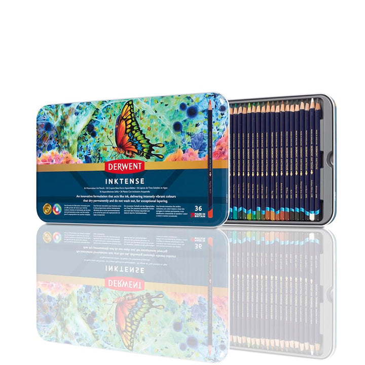 Derwent Inktense Permanent Wasserlösliche Aquarellstifte, 36er Set, Buntstifte mit 4 mm Premium Kern