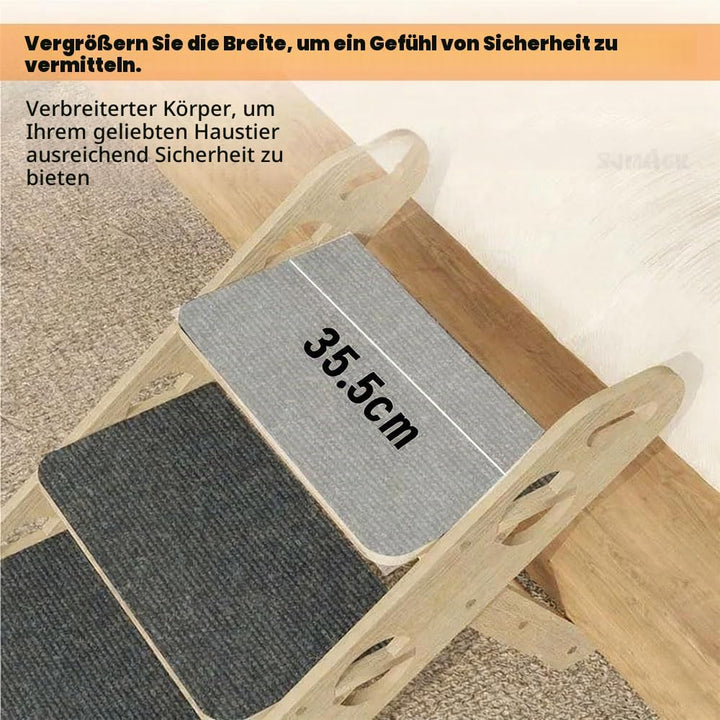 Faltbare Hundetreppe,Hunde Rampe Für Das Bett,2-In-1 Klappbare Hölzerne Hunderampe Mit 3 Stufen,Lang