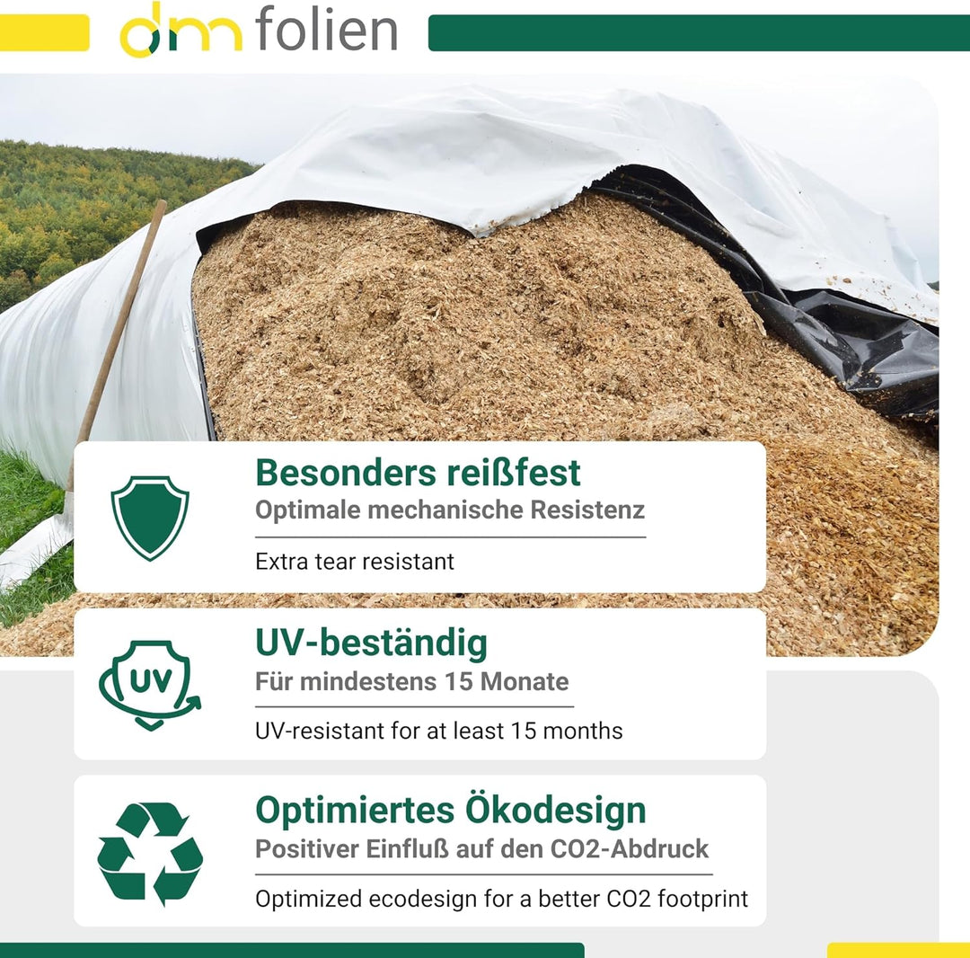dm-folien gmbh Silofolie 4 x 25 m auf Rolle I Reissfeste Abdeckfolie für den Ausseneinsatz I Silagef