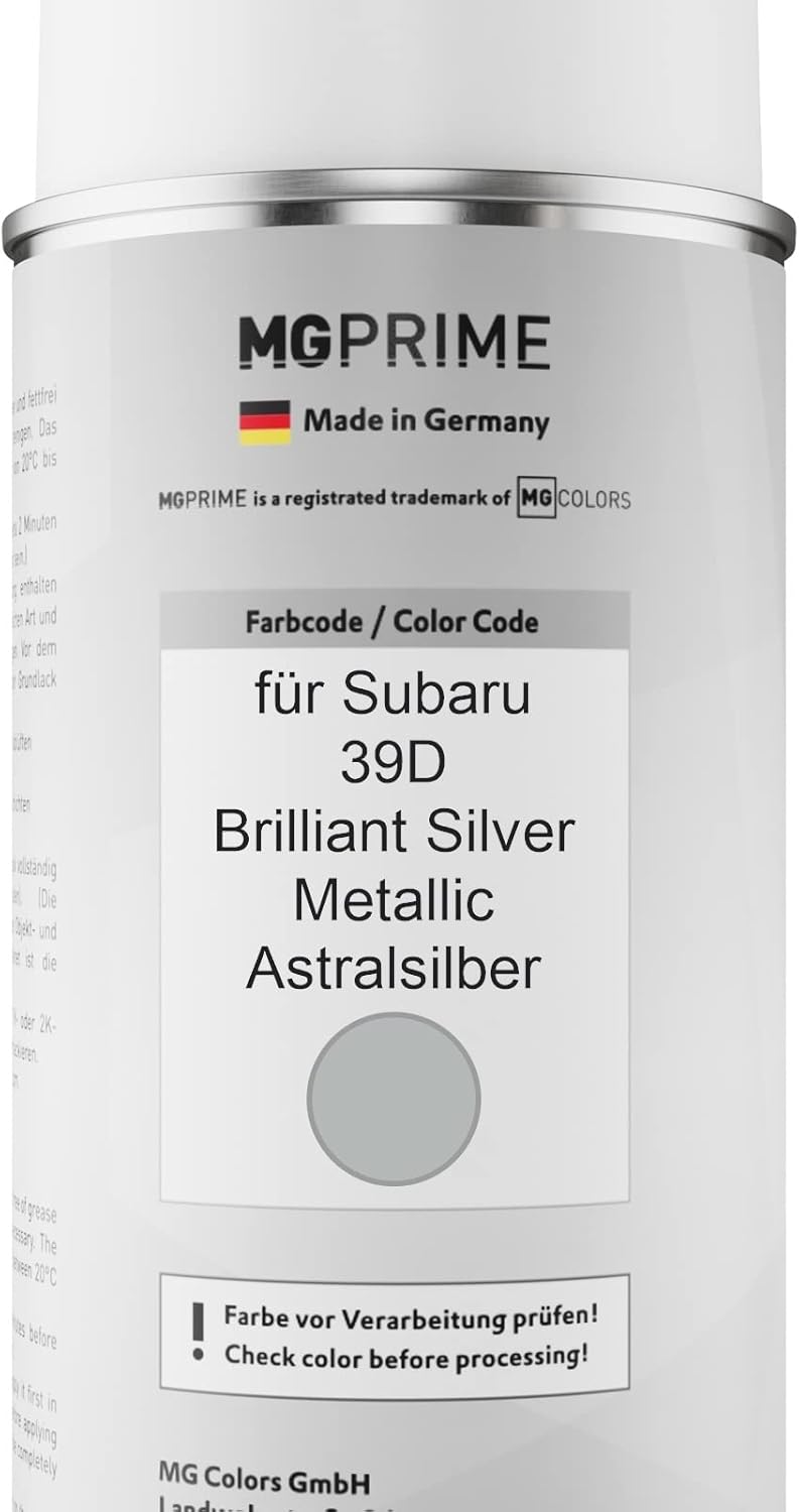MG PRIME Autolack Sprühdosen Set für Subaru 39D Brilliant Silver Metallic/Astralsilber Basislack Kla