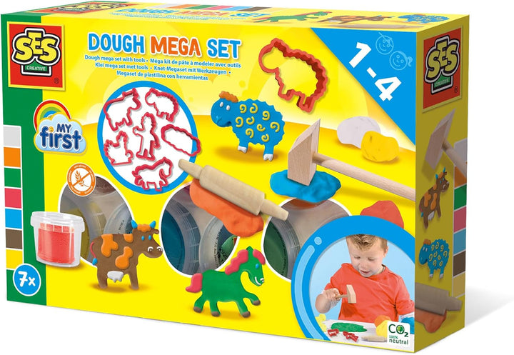 SES Creative | Set Mein erstes Mega-Tierknetset für Kinder | Kreative Kunstspiele für Babys | Komple