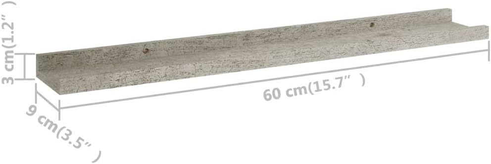 Wandregal 2 STK. Betongrau Wandregal Holz Wand BüCherregal Wand Regal Holz Wandregal KüChe KüChenreg