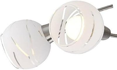 Trango 3-flammig dimmbar LED Deckenleuchte 1001-32D Deckenlampe in Edelstahl-Look mit Design Gläsern