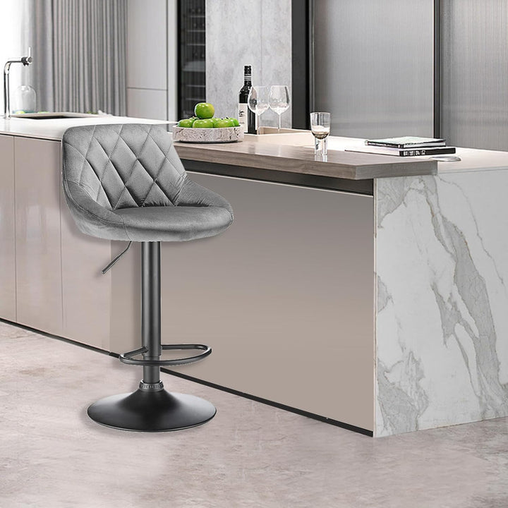 XUANYU 10er-Set Barhocker aus Samt Höhenverstellbare 63-83 cm Barstühle 360° Drehstuhl Küchenstühle