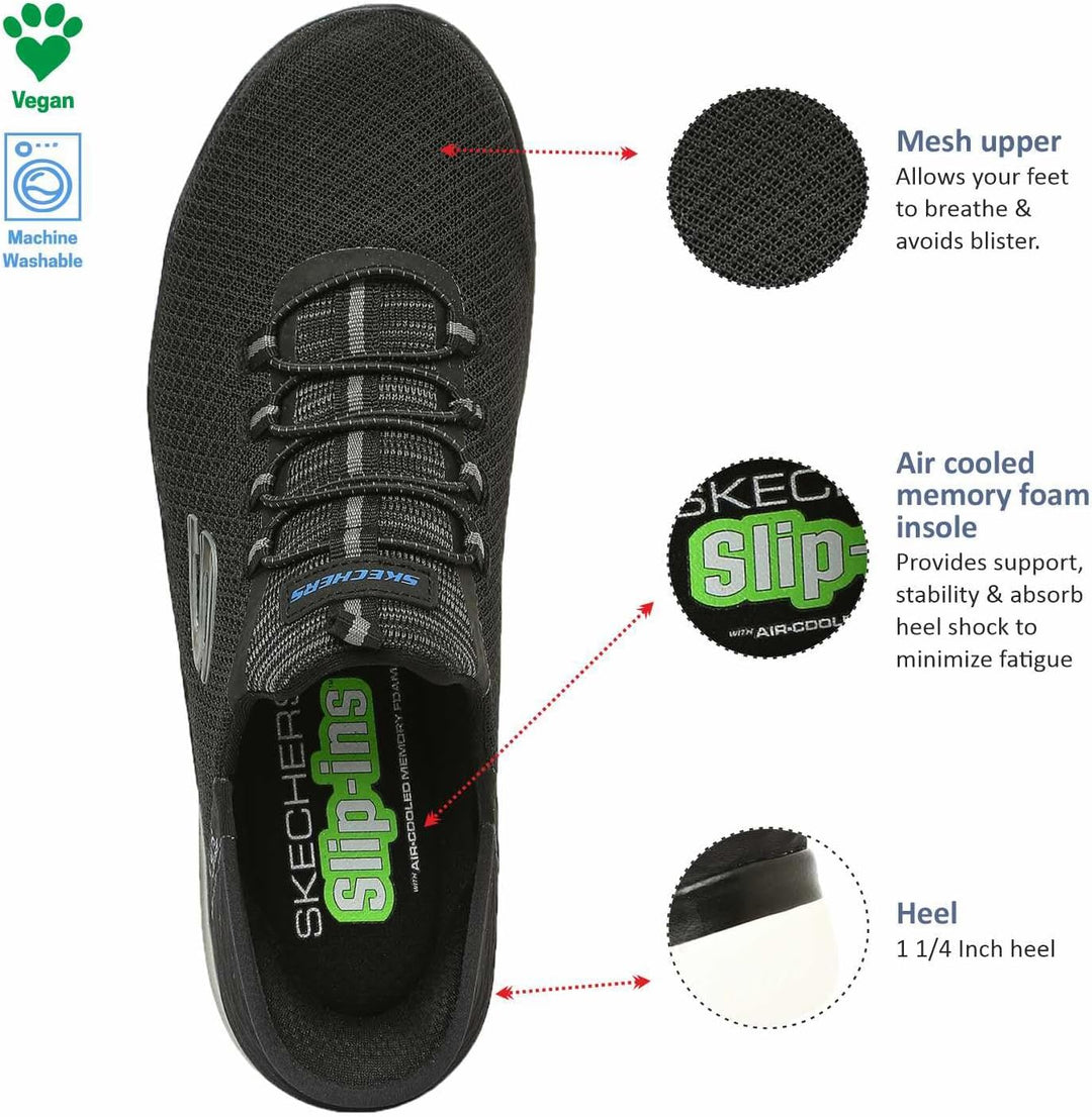 Skechers Herren Summits High RangeSneakers 39 EU Black Mesh Wht Trim, 39 EU Black Mesh Wht Trim