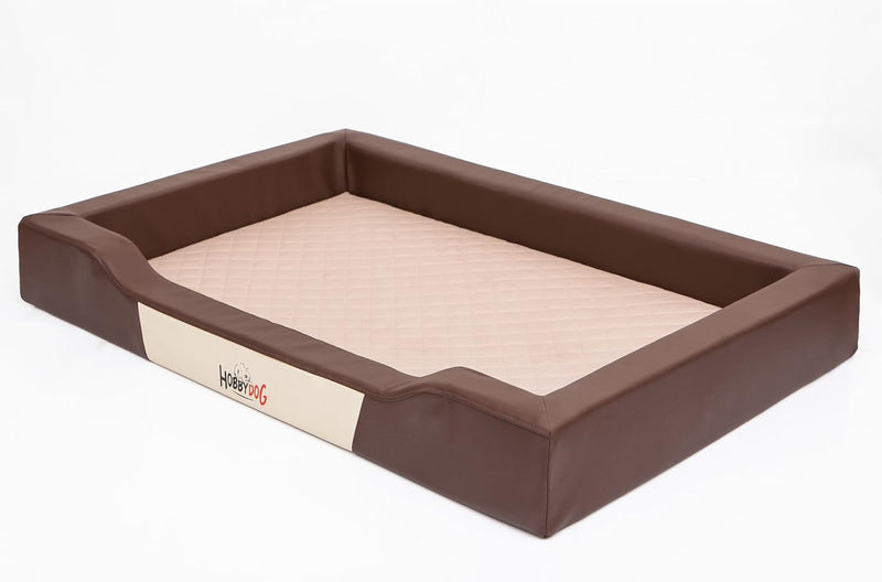 HobbyDog Hundebett Delux, Braun, Grösse XL 93x62cm, Kunstleder + aushaltbares Codurastoff Braun L 93