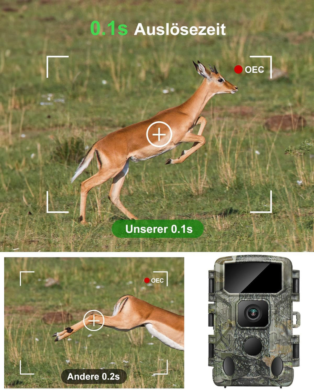 KJK Wildkamera WLAN 2.7K 64MP mit 64GB SD Karte, Wildtierkamera mit Nachtsicht, 0.05s Auslöser Beweg