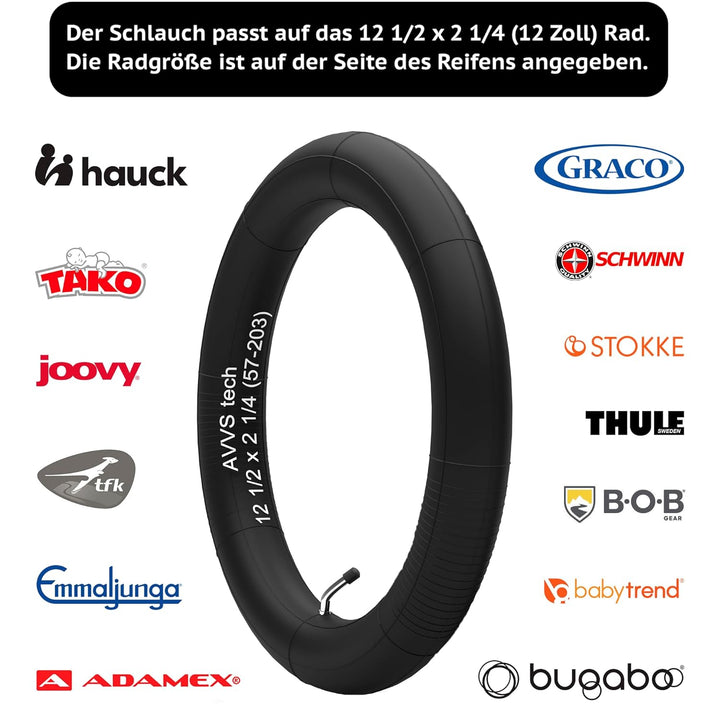 12 1/2 x 2 1/4 57-203 Kinderwagen Schlauch 12 Zoll Mit Winkelventil 45° inkl. Montagehebeln | 2 Stüc
