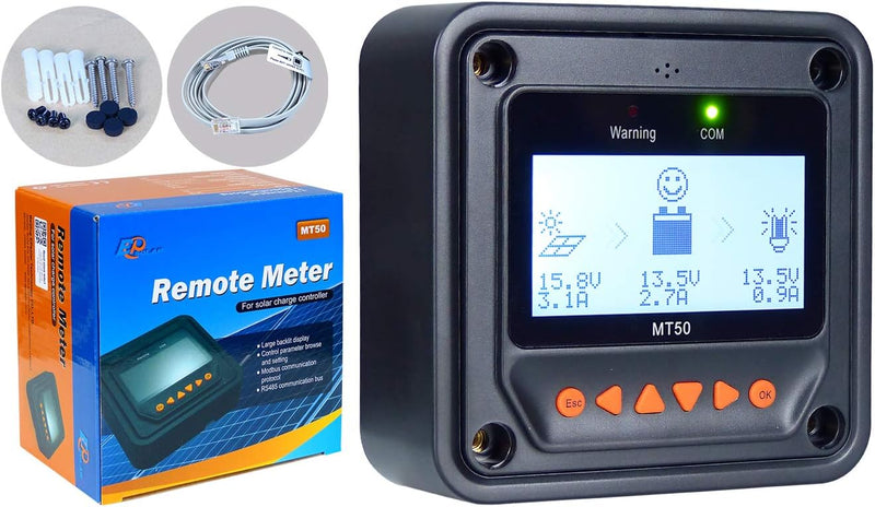 EPEVER MT50 Remote Meter für MPPT Solarladeregler 10A / 20A / 30A / 40A mit LCD-Display-Monitor und