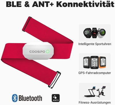 COOSPO H808S Brustgurt Pulsmesser ANT+/Bluetooth Herzfrequenzmesser Sensor, HRM Premium Pulsgurt HRM