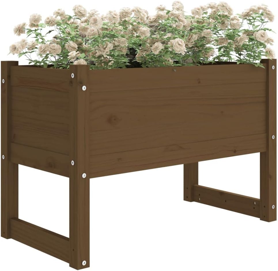 homiuse Pflanzkübel Honigbraun 78x40x52 cm Massivholz KieferHochbeet Blumentopf Gross PflanzküBel Gr