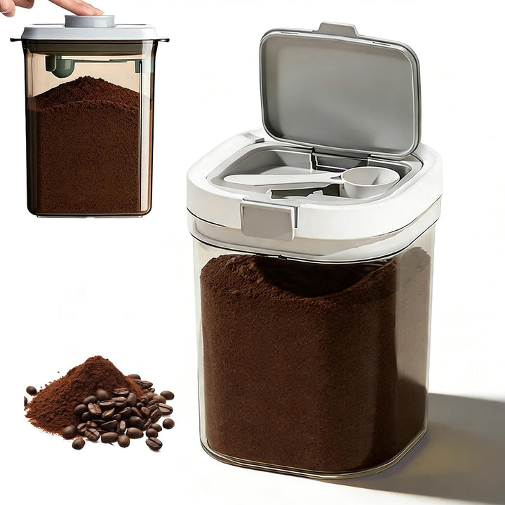 1300ML Kaffeedose Luftdicht, Kaffeebohnen Behälter Pulver Behälter mit Deckel und Löffel Kunststoff