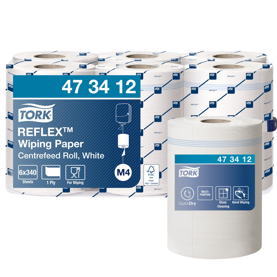 Tork 473412 Mehrzweck Papierwischtücher für M4 Innenabrollung Reflex System / 1-lagige Putztücher in