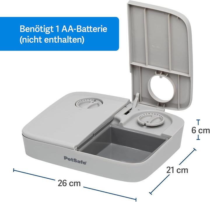 PetSafe Futterautomat für 2 Mahlzeiten, Integrierte Schaltuhren, BPA-freier Futternapf, Für Trockenf