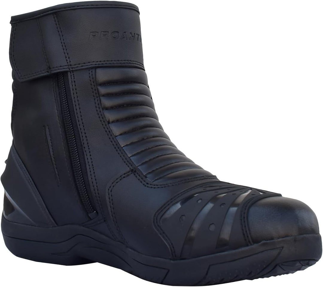 PROANTI Motorradstiefel Leder Motorrad Stiefel kurze Racing Motorradschuhe 41 EU Schwarz, 41 EU Schw