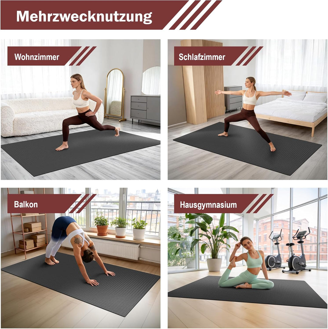 Stepwaver XXL-Fitnessmatte, 183x122 / 213x152 / 243x152cm (6mm) Dicke Trainingsmatte für Heimstudio
