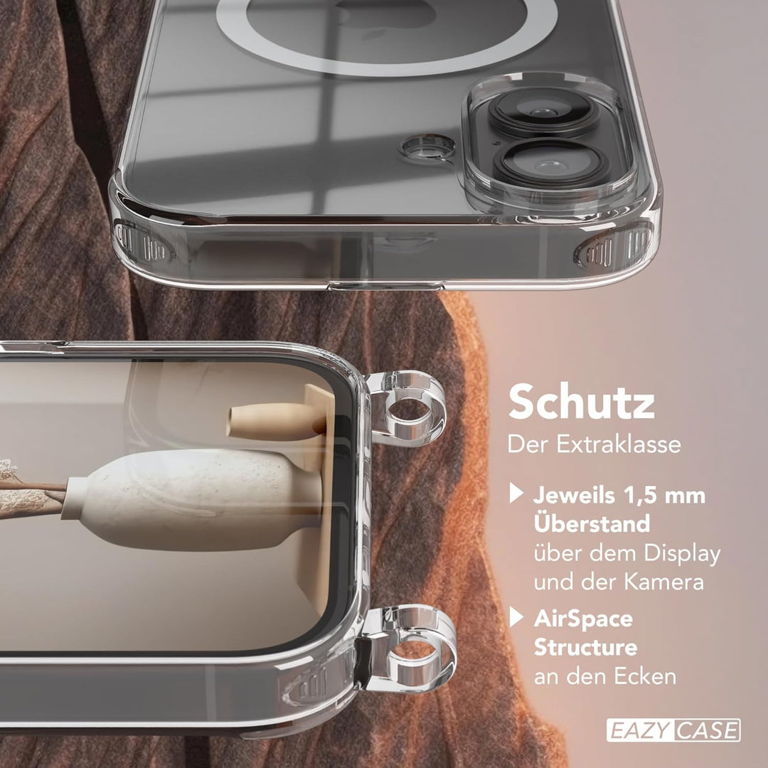 EAZY CASE - Handykette kompatibel mit iPhone 16 Kette zum Umhängen Stossfest Handyhülle für Apple iP