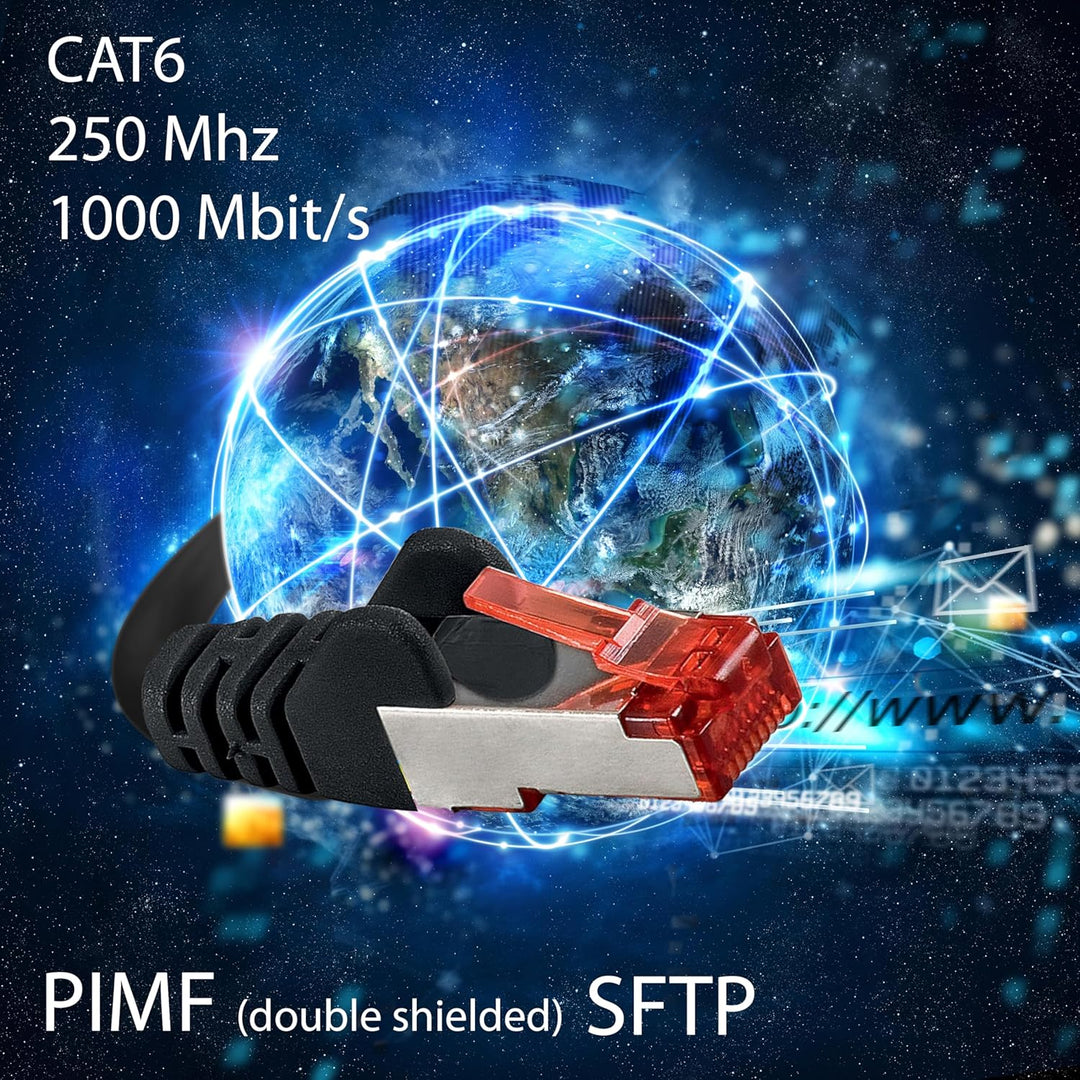 1aTTack.de 5x 7,5m - Cat 6 Netzwerk-Kabel Patch-Kabel Cat6 RJ45 SFTP - Schwarz