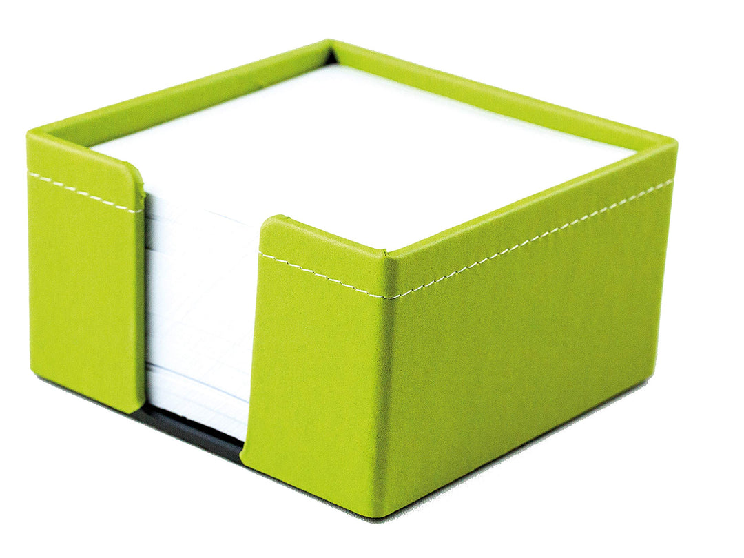 DELMON VARONE - Zettelkasten aus „EcoAppleLeather“ Grün, Zettelbox aus Recycled Öko Apfel Leder inkl