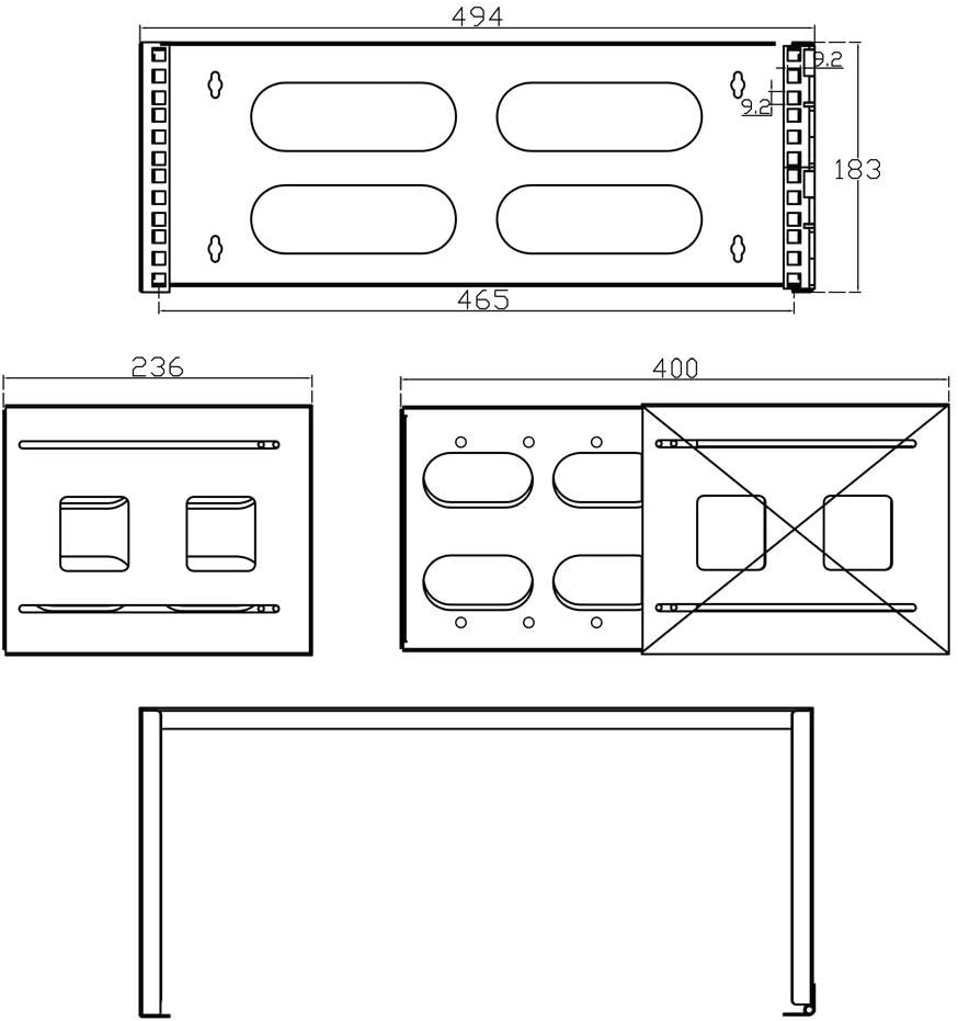 InLine 19" Rack zur Wandmontage, 4HE, 24-40cm Tiefe, Grau