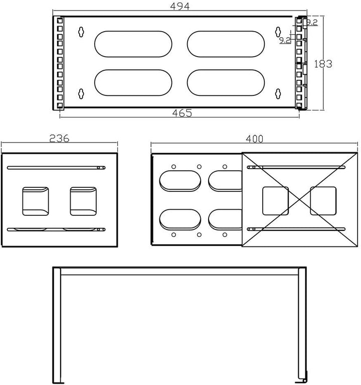 InLine 19" Rack zur Wandmontage, 4HE, 24-40cm Tiefe, Grau