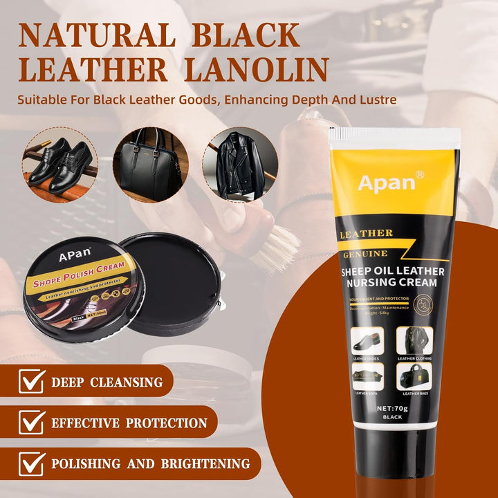 Lederschuhpflege Set mit Black Shoe Wax/Black shoe polish & Colourless Shoe Wax/Colourless shoe poli