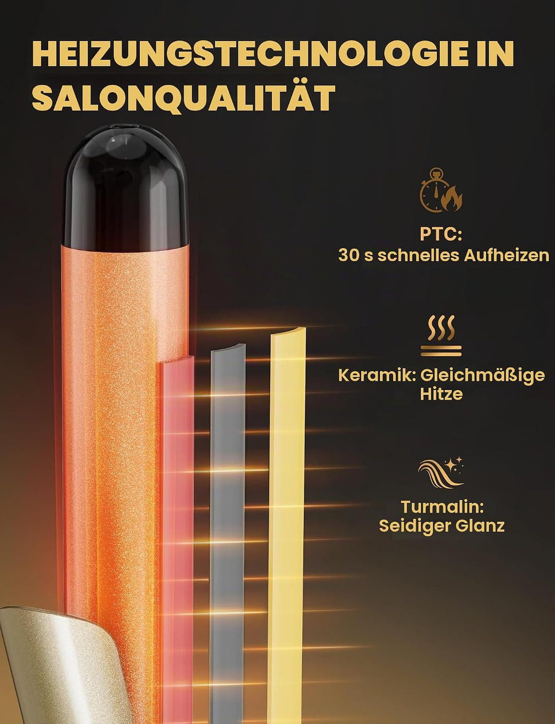 Automatischer Lockenstab mit Rotation 28mm - Profi Lockenstab Grosse Locken mit 14 Heizstufen (100-2
