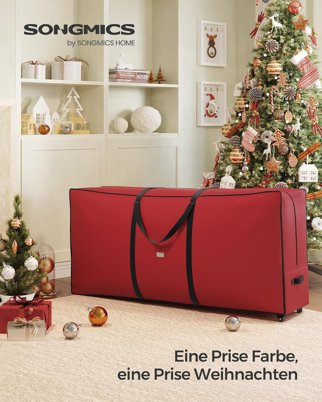 SONGMICS Aufbewahrungstasche für Weihnachtsbaum, Tragetasche auf Rollen, für Bäume bis zu 274 cm, fü