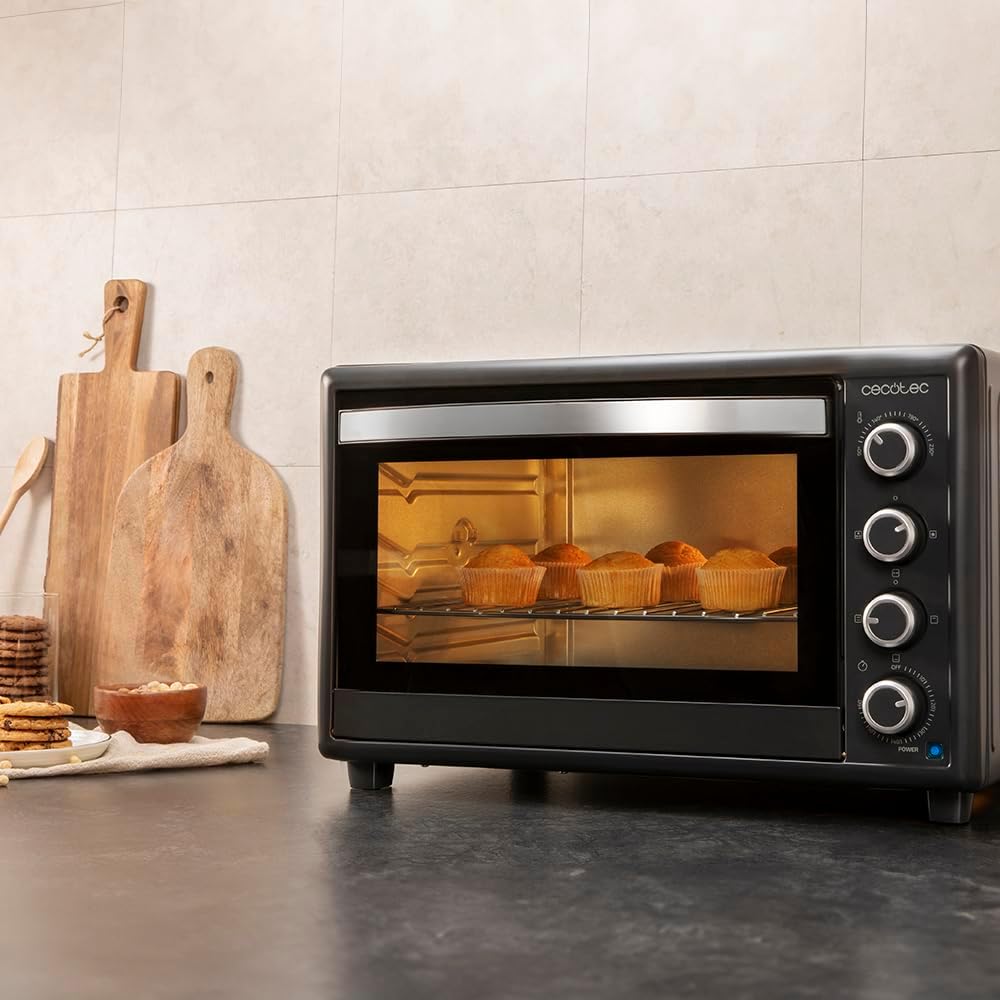 Cecotec Tisch-Konvektionsofen 60 Liter Bake&amp;Toast 6090 Black Gyro. 2200 W, Innenbeleuchtung, 12 Funk