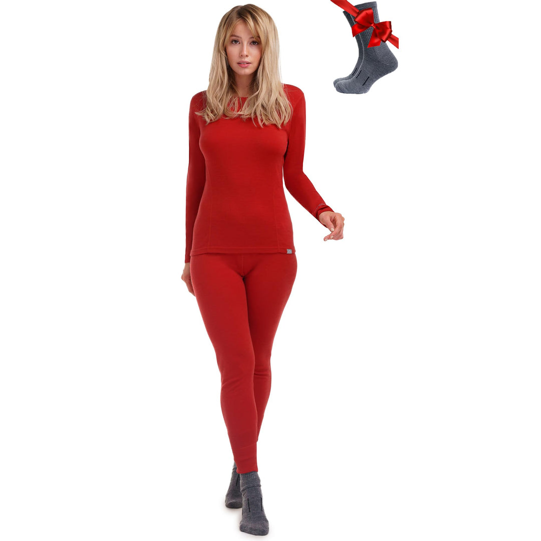 Merino.tech 100% Merino Unterwäsche Damen Set - Leicht, Mittelgewicht, Funktionsunterwäsche Merinowo