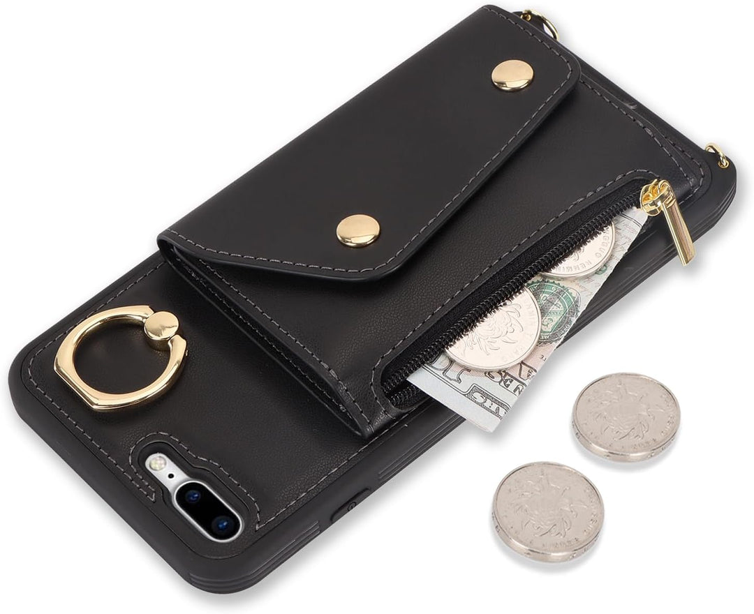 Lipvina Hülle für iPhone 7 Plus/8 Plus Hülle mit Band Kartenhalter handyhülle Hülle für iPhone 7 Plu