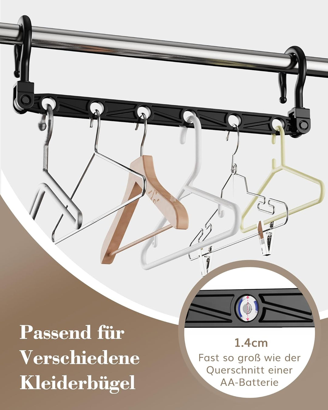 Latoxcaa platzsparende Kleiderbügel, 16 Stück Magic Hangers mit 6 Löchern & 360° Drehhaken, Stabile
