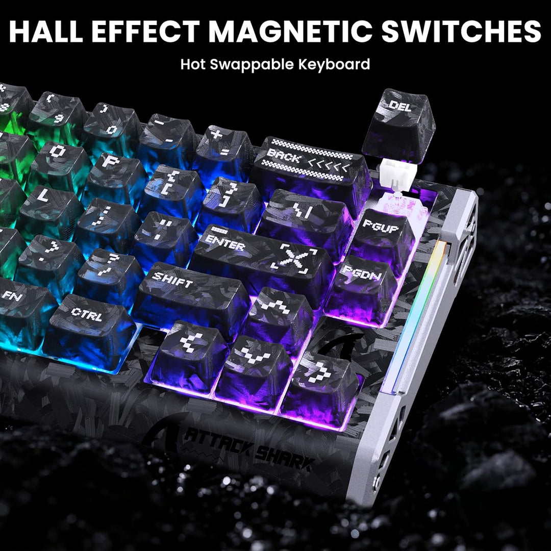 ATTACK SHARK R68 HE – kabelgebundene Gaming-Tastatur aus Carbonfaser mit Magnetanschluss, X11 Ultra