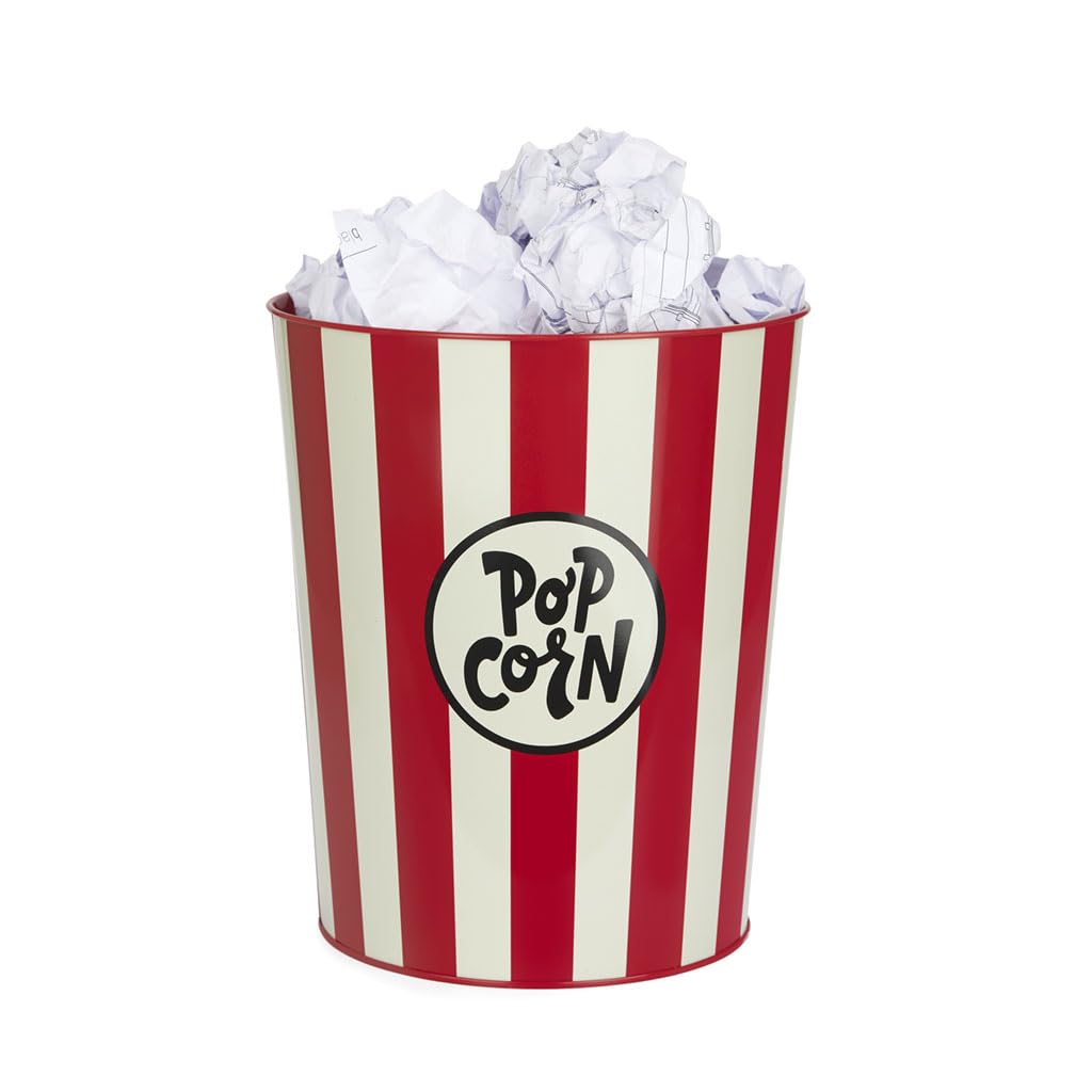 balvi Abfalleimer Popcorn Farbe Rot und Beige Bei dem die zerknüllten Papiere wie Popcorn aussehen A