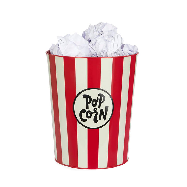 balvi Abfalleimer Popcorn Farbe Rot und Beige Bei dem die zerknüllten Papiere wie Popcorn aussehen A