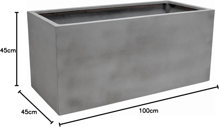 VIVANNO Pflanztrog Maxi Pflanzkübel - 45x100x45 cm Witterungsbeständig, Stilvolles Beton-Design, Fib