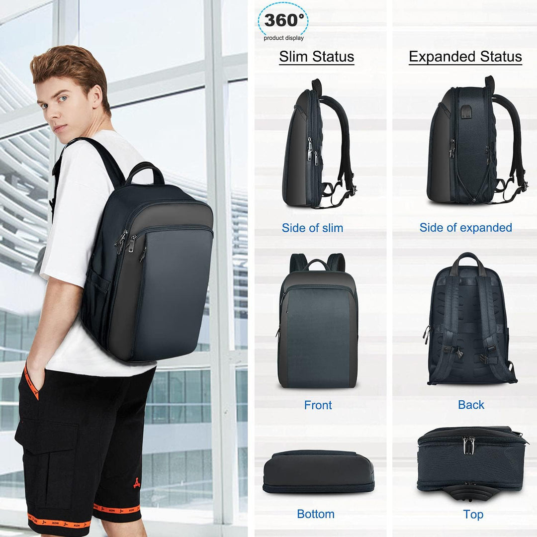 ZINZ Schlanker und Erweiterbarer 15" 15,6" 16" Laptop Rucksack, Diebstahlschutz, Business Reise Note