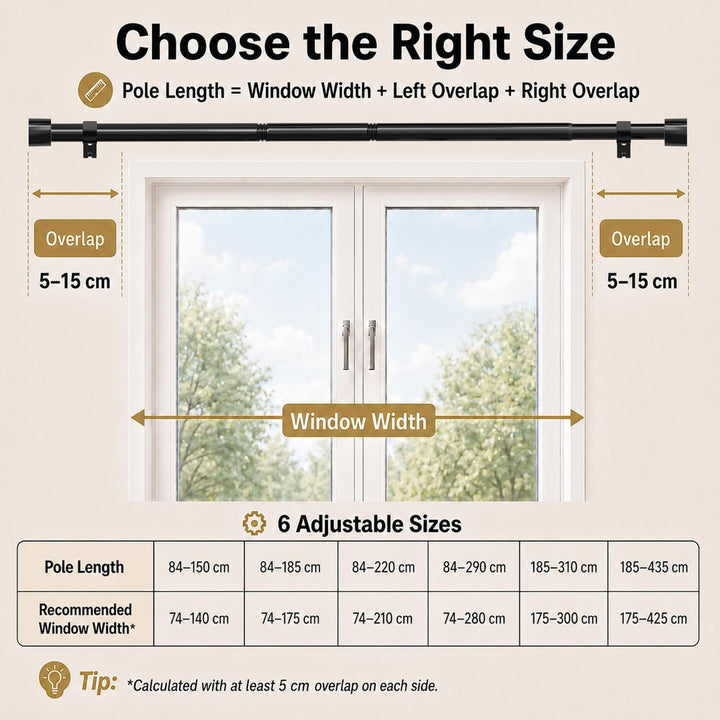 Vorhangstange Weiss Gardinenstange Ausziehbar Curtain Rod aus Edelstahl Verstellbare Gardinen Stange