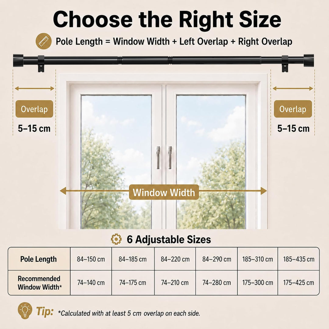 Gardinenstange Ausziehbar Vorhangstangen Curtain Rod Stange für Vorhänge Erstellbare Länge mit Kappe