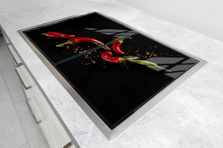 TMK ArtDeko Herdabdeckplatte 2 Teilig 30x52 + 40x52 cm - Spritzschutz Herdabdeckung – Herdschutz aus