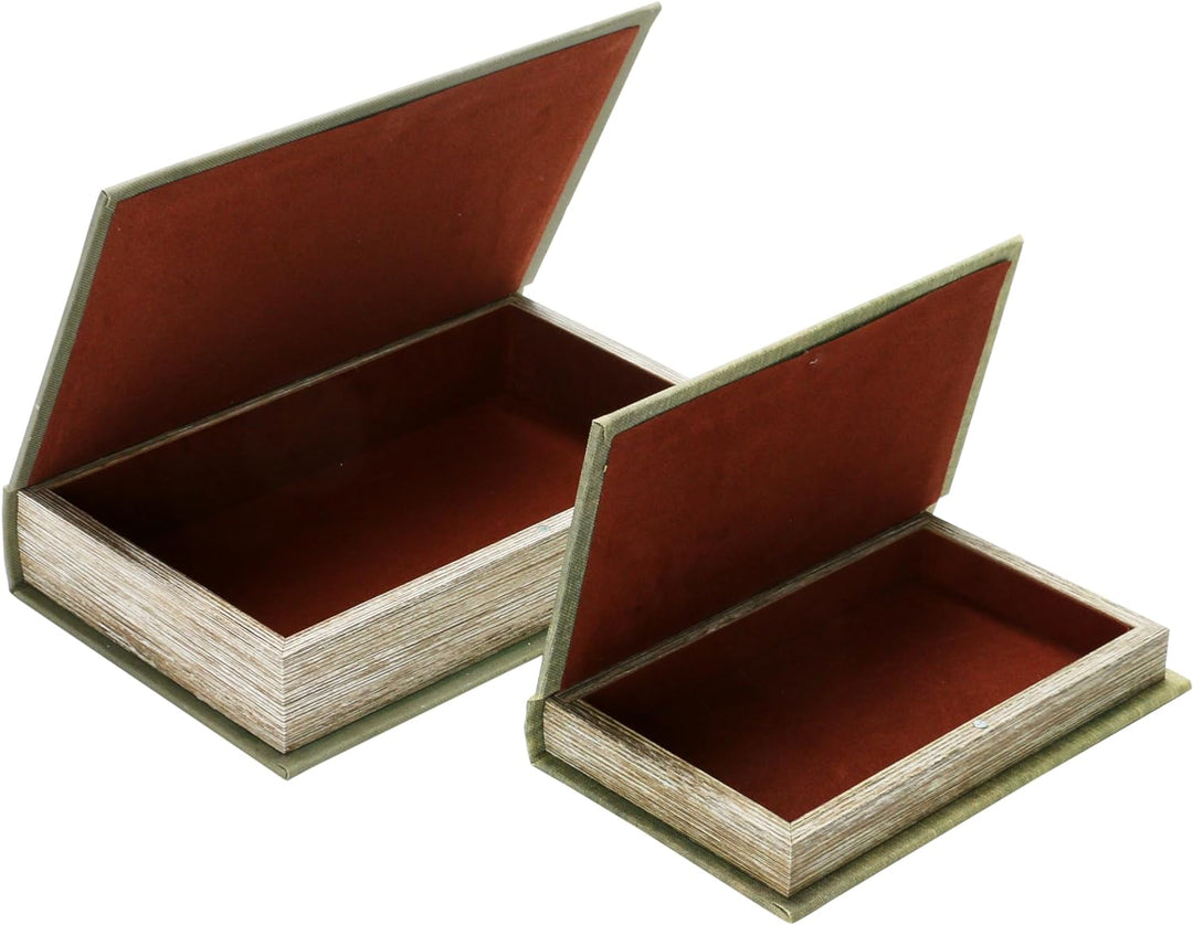 Creative Co-op, MDF und Leinen, 2 Stück Aufbewahrungsbox, Holzwerkstoff, Natürlich, 2