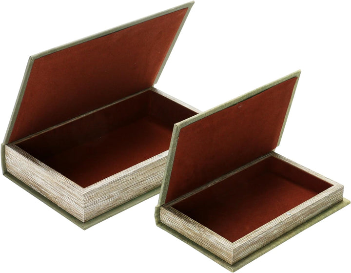 Creative Co-op, MDF und Leinen, 2 Stück Aufbewahrungsbox, Holzwerkstoff, Natürlich, 2
