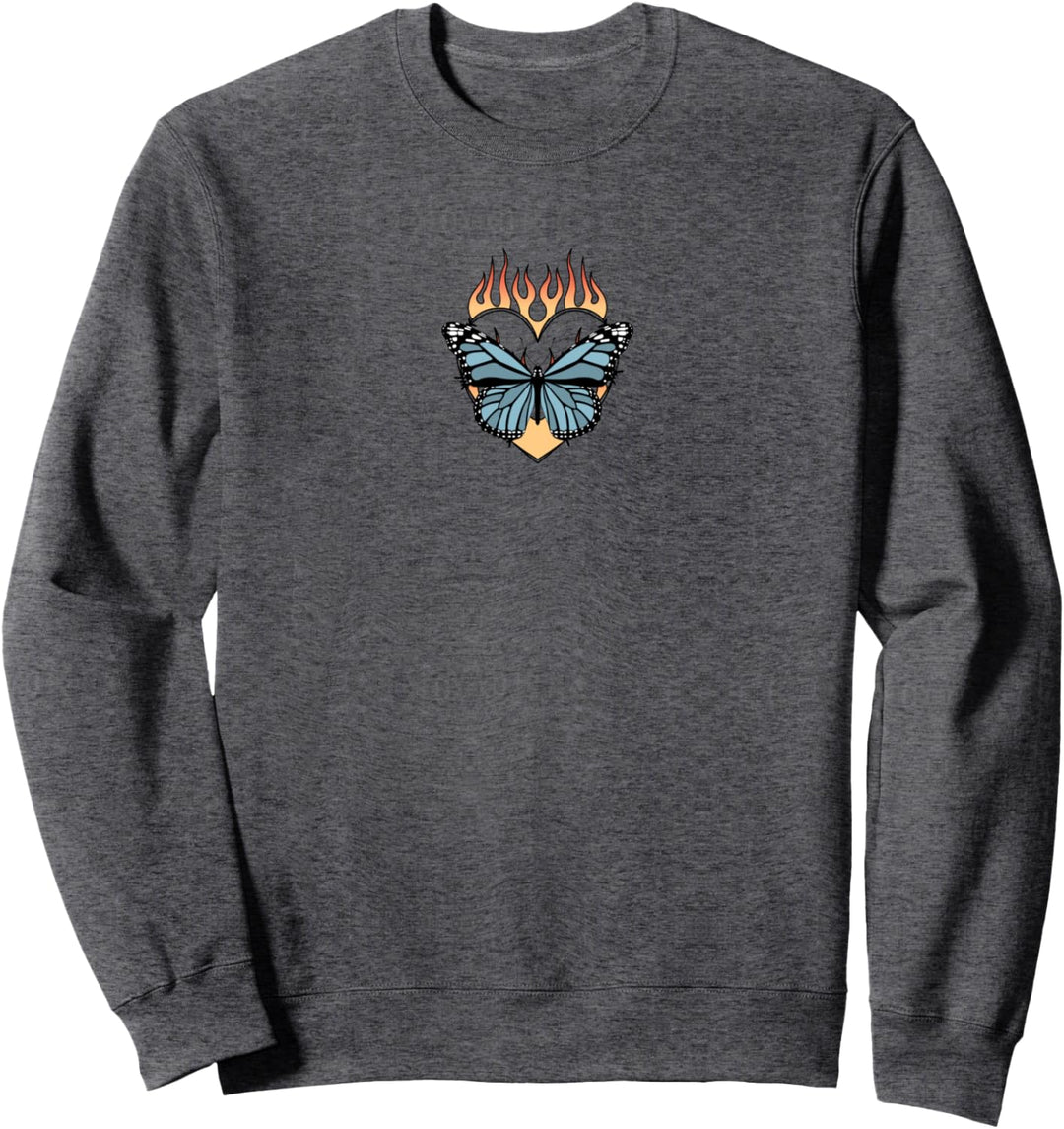 Flaming Heart Center Butterfly Sweatshirt