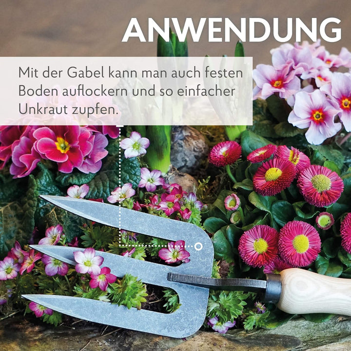 DeWit Blumengabel 'Welldone' 30 cm I Profi Grabegabel aus Borstahl mit FSC®-zertifiziertem Handgriff