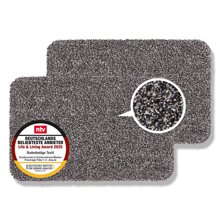 Astra Schmutzfangmatte innen waschbar 2er Set 40x60 cm – Sauberlauf anthrazit 100% Baumwolle Türmatt