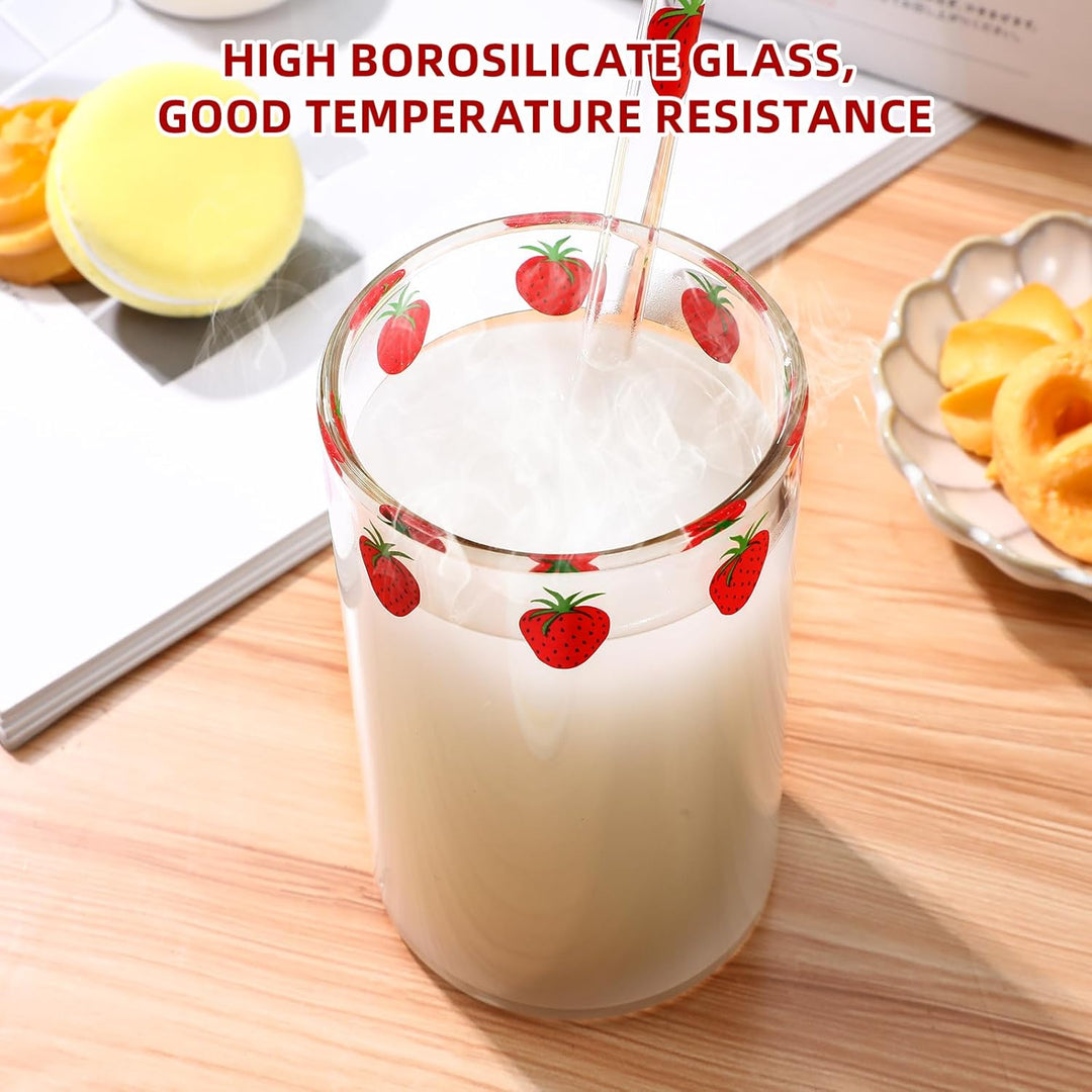 UPKOCH Kaffeebecher 4 Sets Erdbeerglas Erdbeerglas Tasse Klarglas Becher Glas Schnabeltasse Glas Kaf