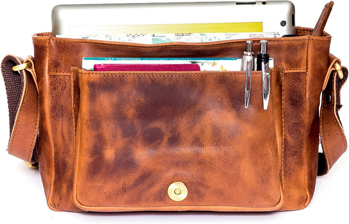 ALMADIH Premium Leder Unisex Umhängetasche KIM - Ledertasche Handtasche Messenger Schultertasche Fre